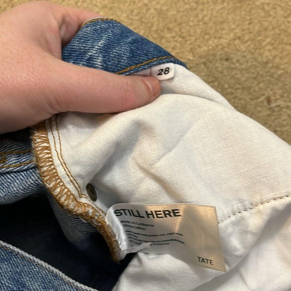 NWT STILL HERE TATE JEAN BLACK AND WHITE STRIPE in vintage blue - Picture 8 of 8